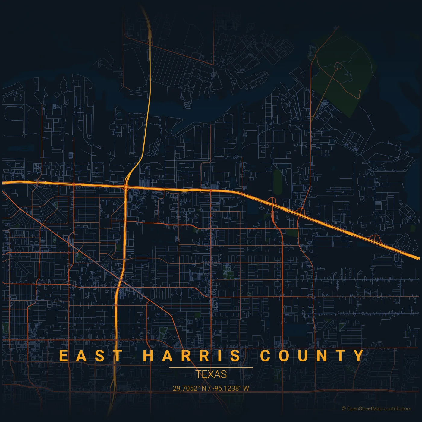 Street map of the Roof Reboot TX service area, centred on Deer Park, Texas and reaching across east Harris County from Pasadena and Friendswood to La Porte, Baytown, and the Houston Ship Channel.